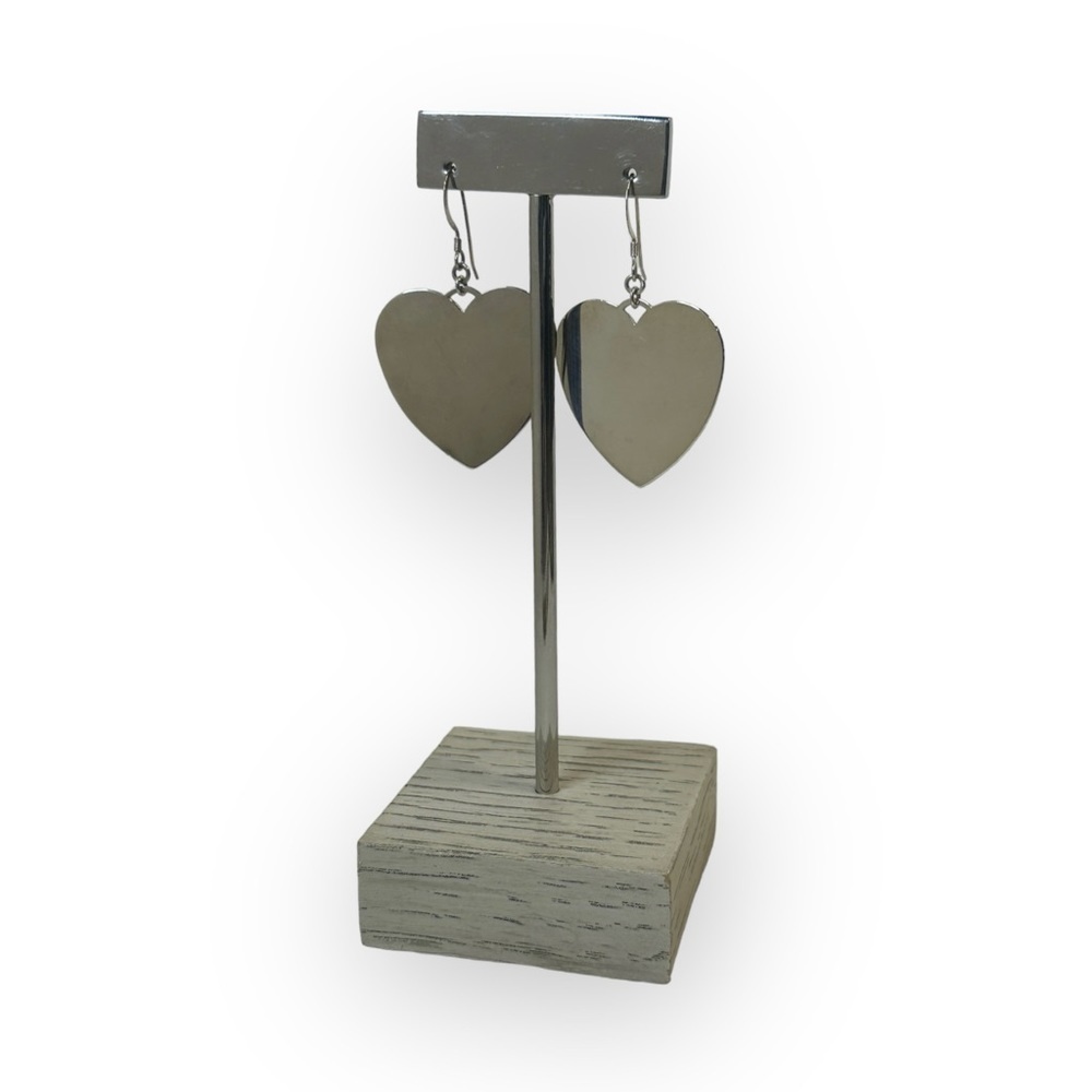 925 silver Mirror finish heart earrings